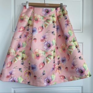 pink floral girly a-line skirt mustard seed gossip girl Blair inspired mini high